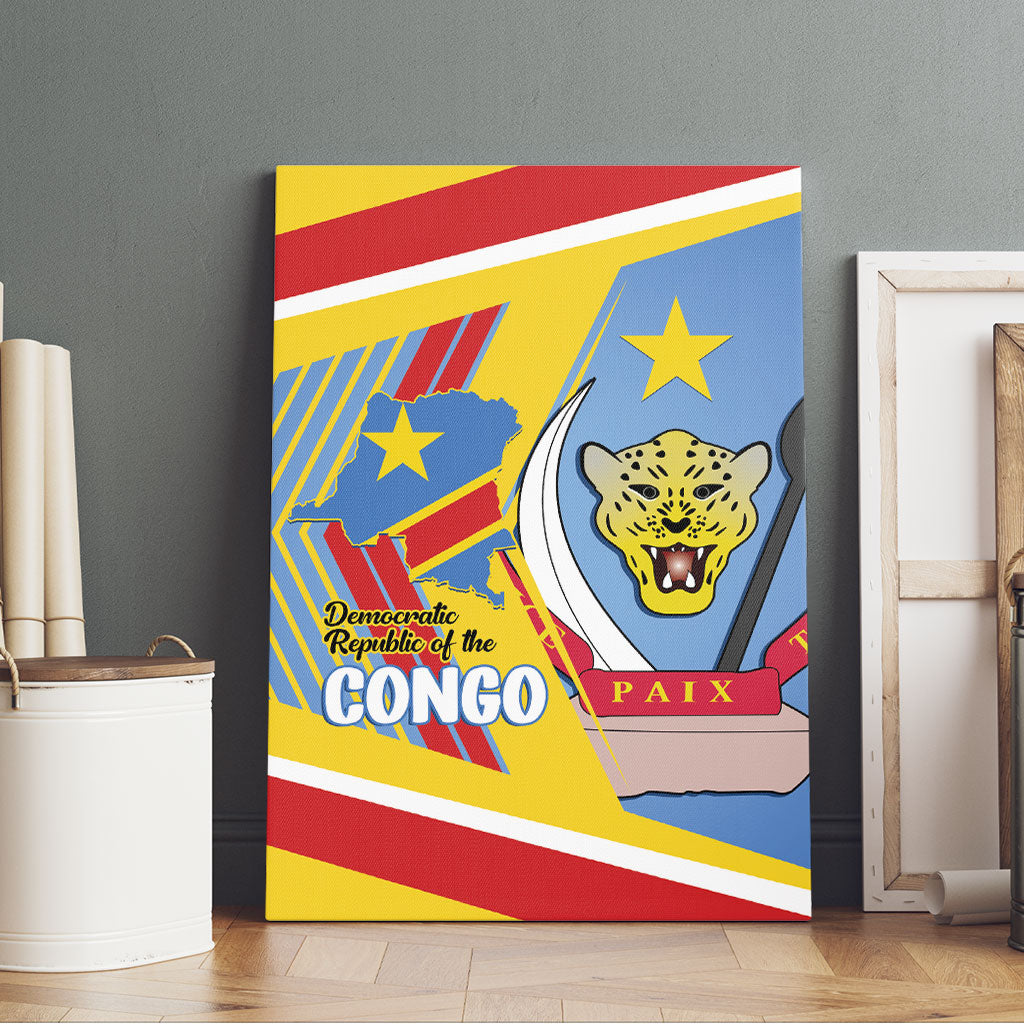 DR Congo Independence Day Canvas Wall Art Congo-Kinshasa Coat Of Arms Style
