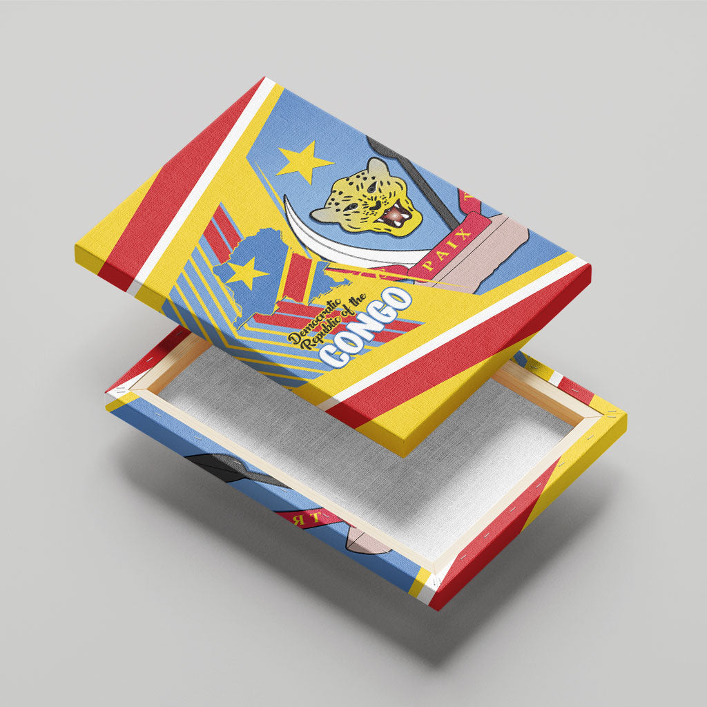 DR Congo Independence Day Canvas Wall Art Congo-Kinshasa Coat Of Arms Style