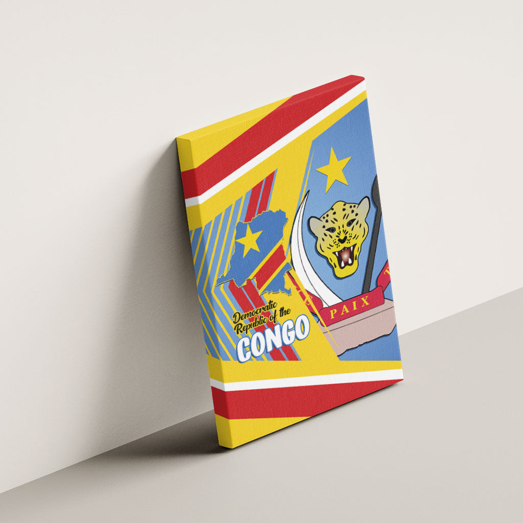 DR Congo Independence Day Canvas Wall Art Congo-Kinshasa Coat Of Arms Style
