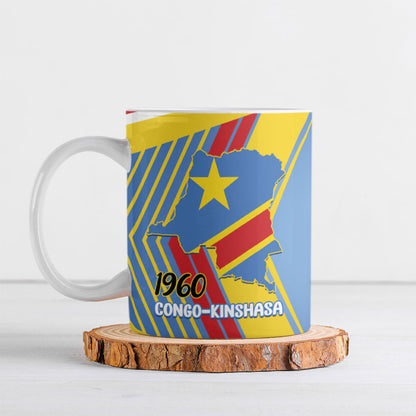 DR Congo Independence Day Personalized Ceramic Mug Congo-Kinshasa Coat Of Arms Style