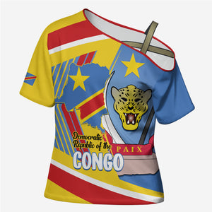 DR Congo Independence Day Personalized Cross Shoulder Shirt Congo-Kinshasa Coat Of Arms Style