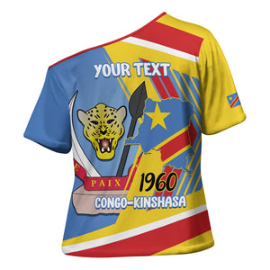 DR Congo Independence Day Personalized Cross Shoulder Shirt Congo-Kinshasa Coat Of Arms Style