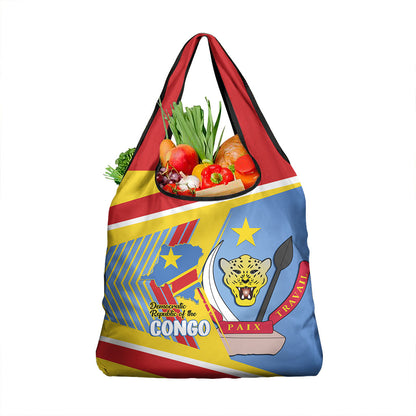 DR Congo Independence Day Grocery Bag Congo-Kinshasa Coat Of Arms Style
