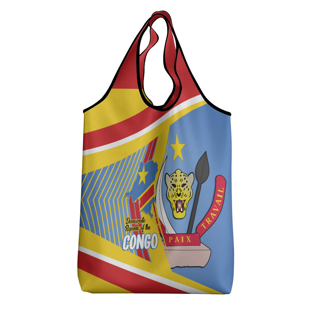 DR Congo Independence Day Grocery Bag Congo-Kinshasa Coat Of Arms Style