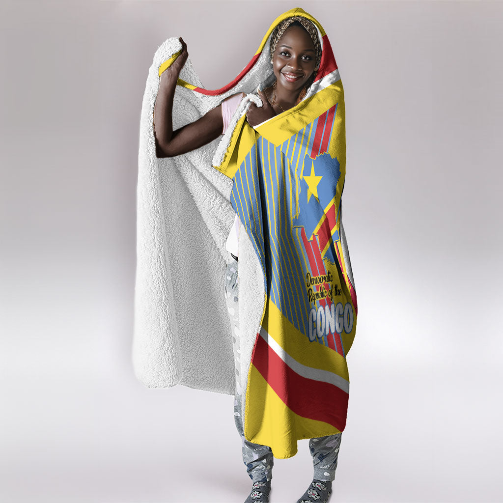 DR Congo Independence Day Hooded Blanket Congo-Kinshasa Coat Of Arms Style