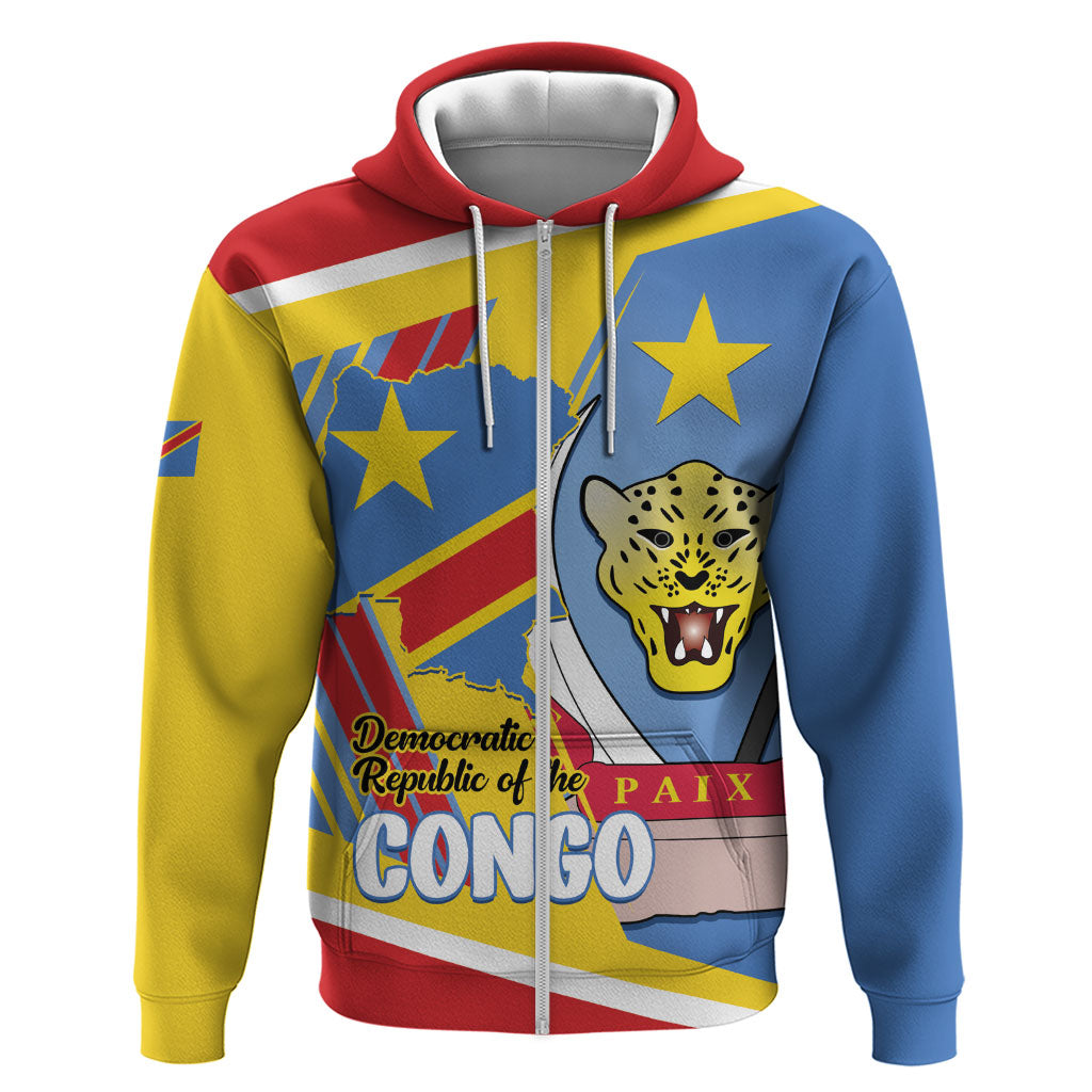 DR Congo Independence Day Personalized Hoodie Congo-Kinshasa Coat Of Arms Style