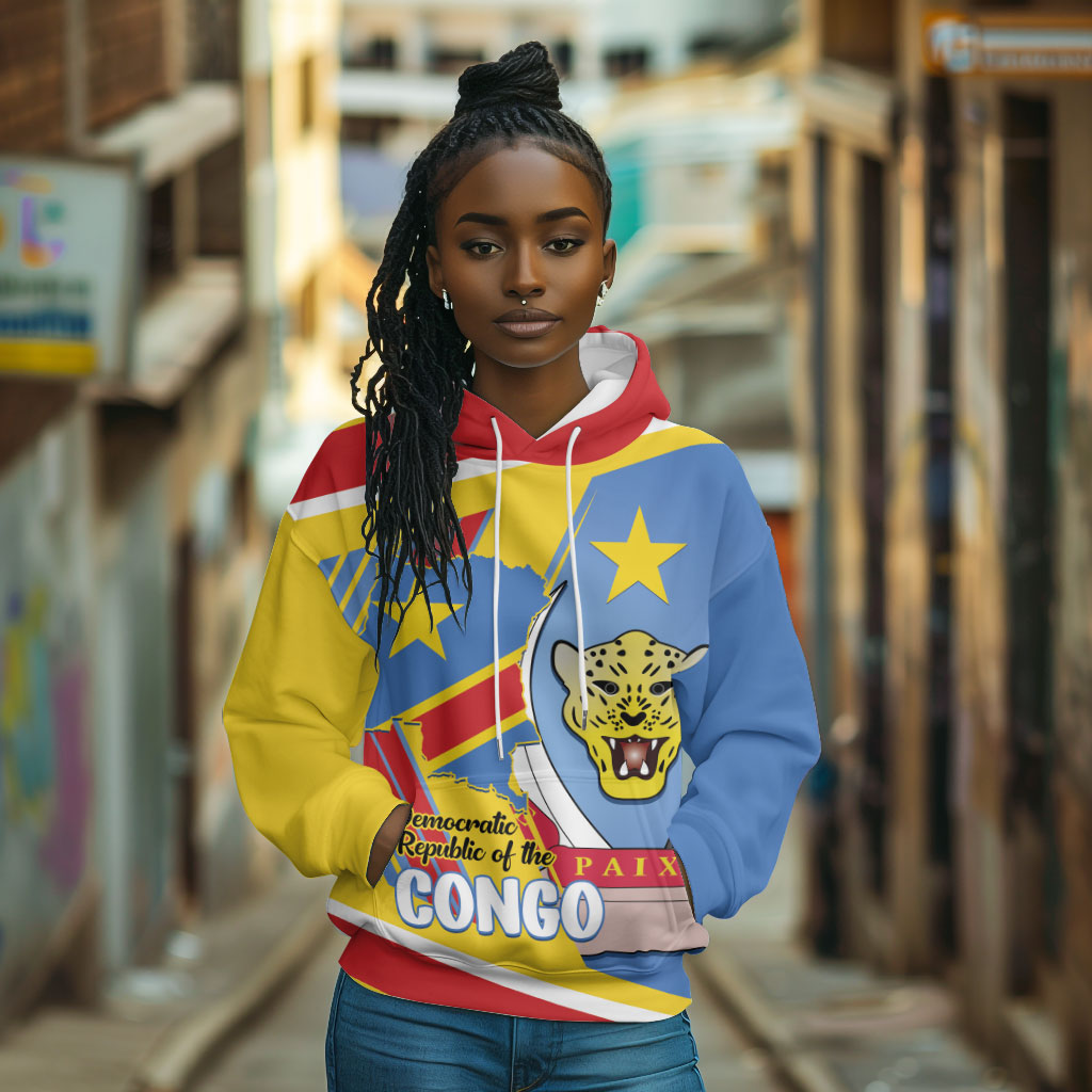 DR Congo Independence Day Personalized Hoodie Congo-Kinshasa Coat Of Arms Style
