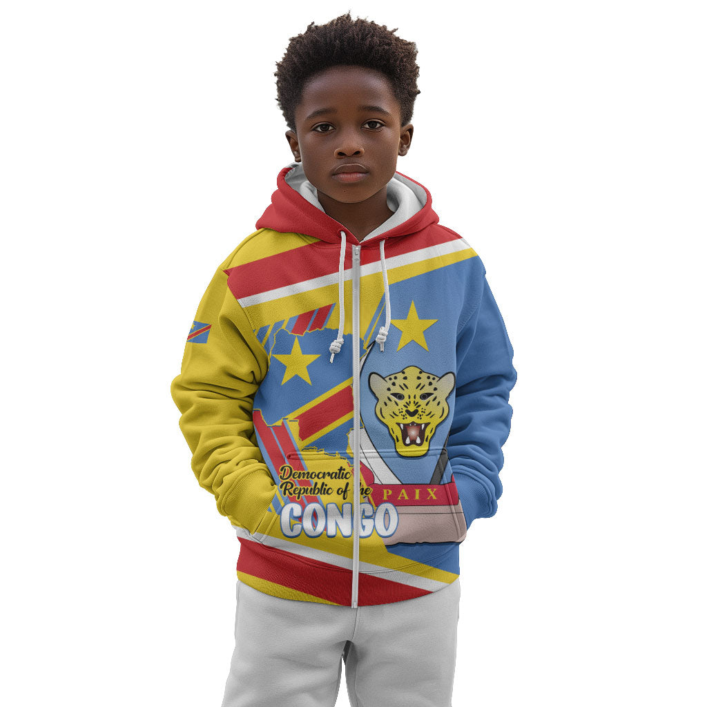 DR Congo Independence Day Personalized Kid Hoodie Congo-Kinshasa Coat Of Arms Style