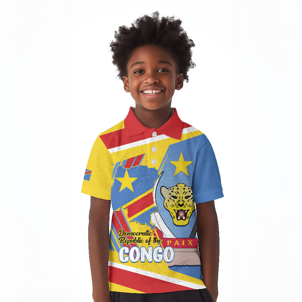 DR Congo Independence Day Personalized Kid Polo Shirt Congo-Kinshasa Coat Of Arms Style