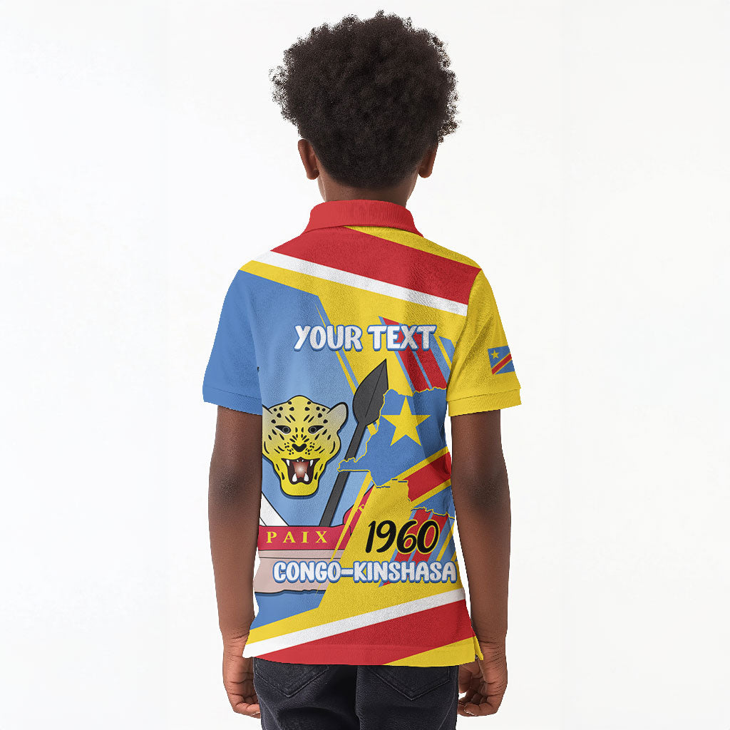 DR Congo Independence Day Personalized Kid Polo Shirt Congo-Kinshasa Coat Of Arms Style