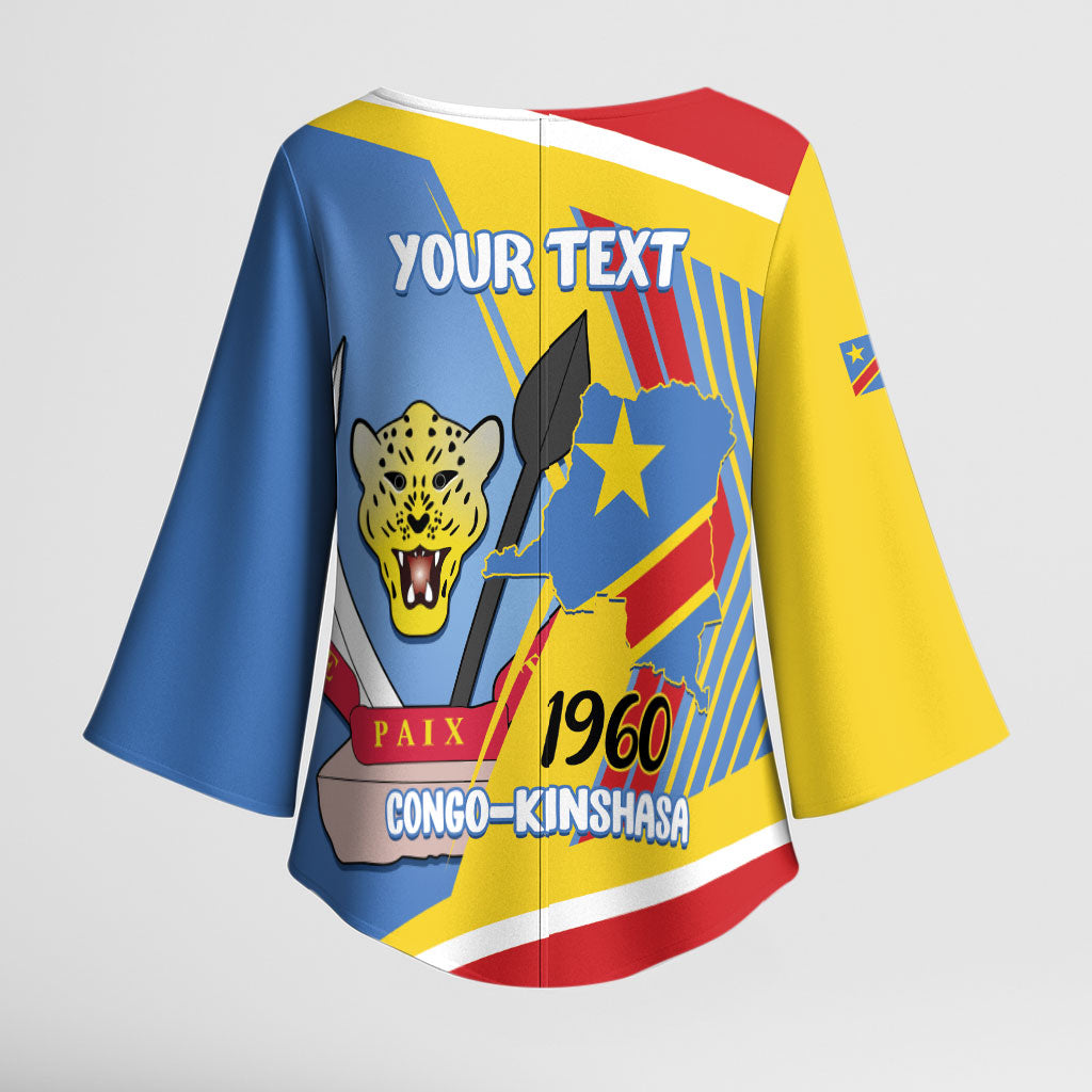 DR Congo Independence Day Personalized Kimono Sleeve Blouse Congo-Kinshasa Coat Of Arms Style