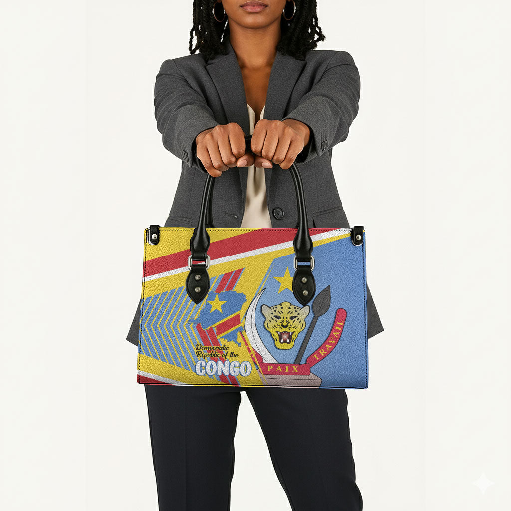 DR Congo Independence Day Leather Bag Congo-Kinshasa Coat Of Arms Style