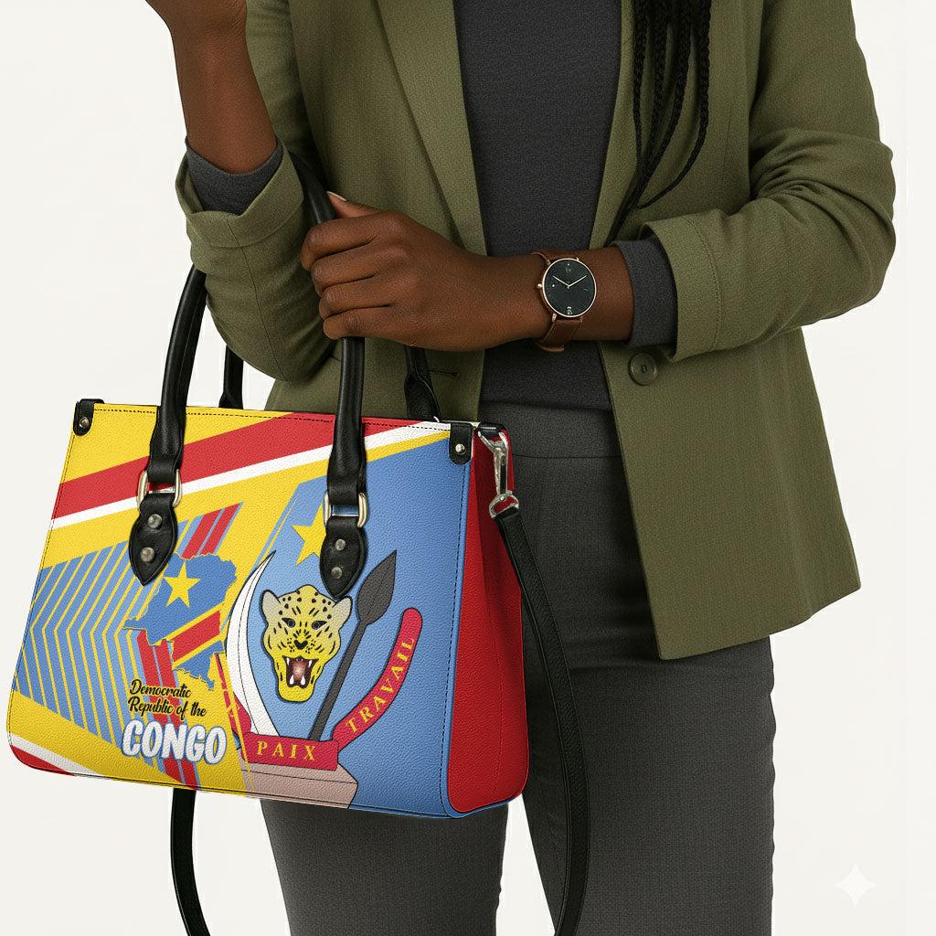 DR Congo Independence Day Leather Bag Congo-Kinshasa Coat Of Arms Style