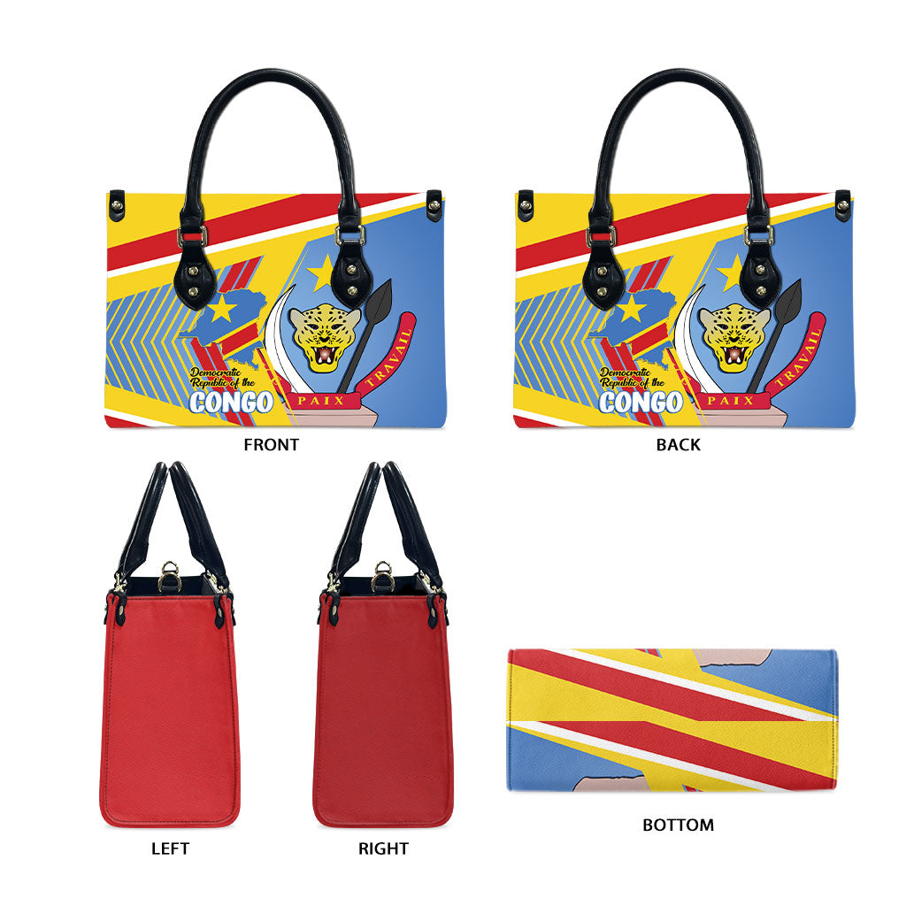 DR Congo Independence Day Leather Bag Congo-Kinshasa Coat Of Arms Style