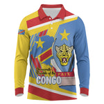 DR Congo Independence Day Personalized Long Sleeve Polo Shirt Congo-Kinshasa Coat Of Arms Style