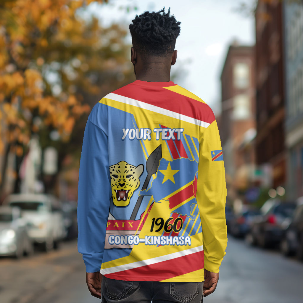 DR Congo Independence Day Personalized Long Sleeve Shirt Congo-Kinshasa Coat Of Arms Style