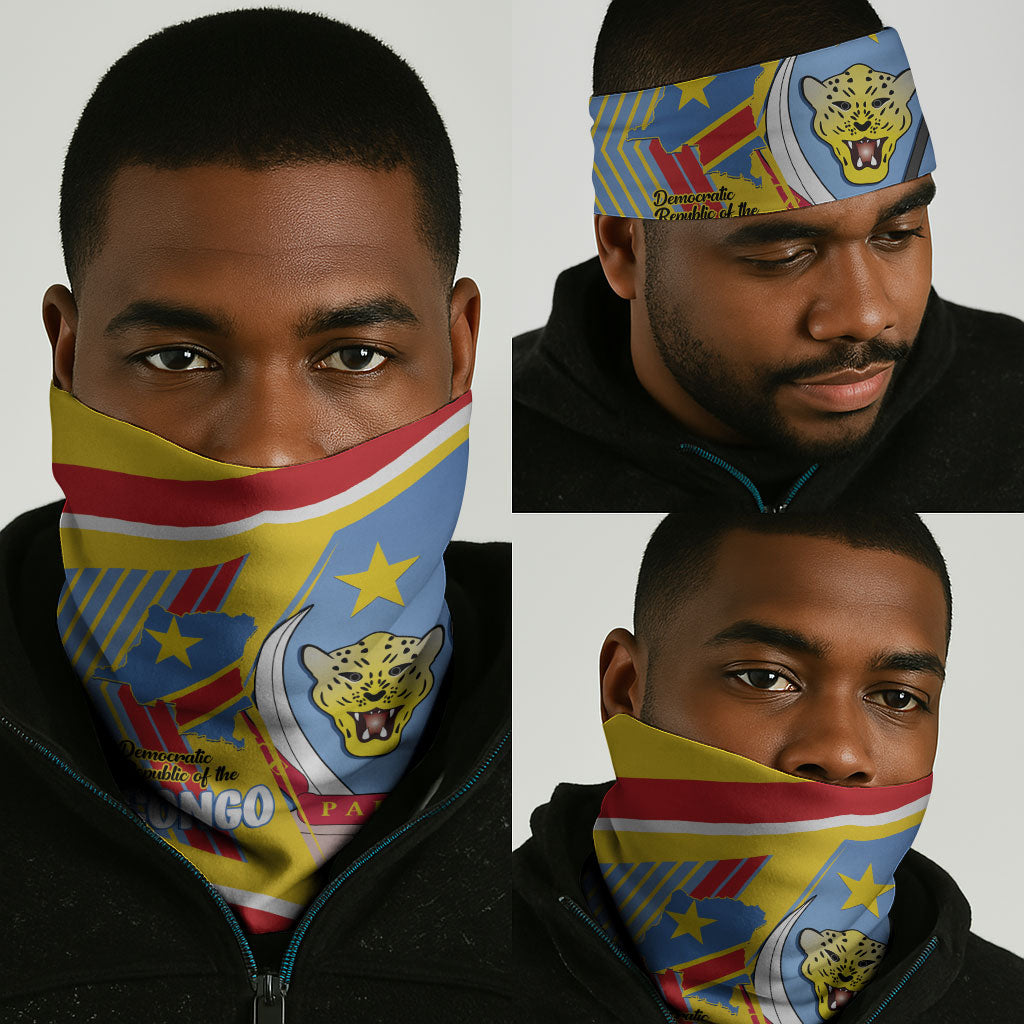 DR Congo Independence Day Neck Gaiter Congo-Kinshasa Coat Of Arms Style
