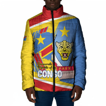 DR Congo Independence Day Personalized Padded Jacket Congo-Kinshasa Coat Of Arms Style