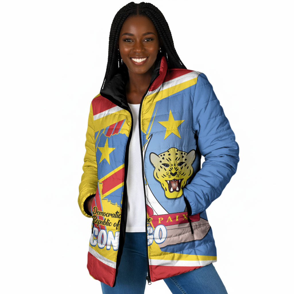 DR Congo Independence Day Personalized Padded Jacket Congo-Kinshasa Coat Of Arms Style