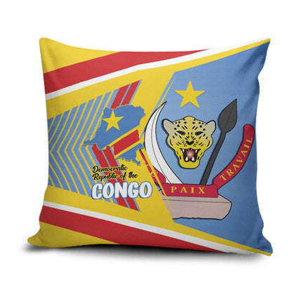 DR Congo Independence Day Pillow Cover Congo-Kinshasa Coat Of Arms Style
