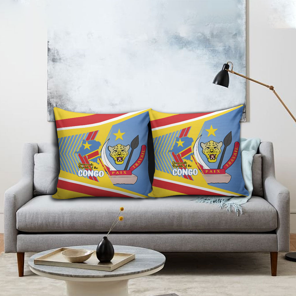 DR Congo Independence Day Pillow Cover Congo-Kinshasa Coat Of Arms Style
