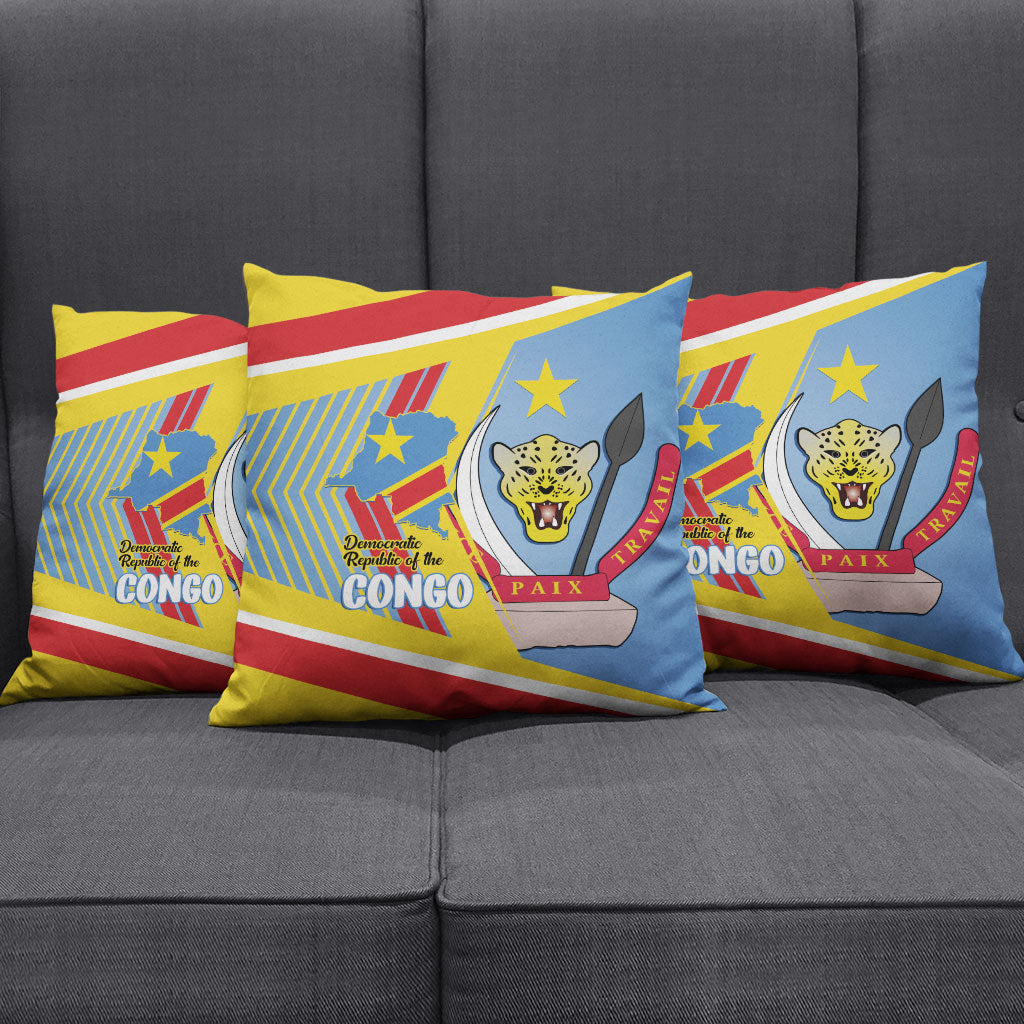 DR Congo Independence Day Pillow Cover Congo-Kinshasa Coat Of Arms Style