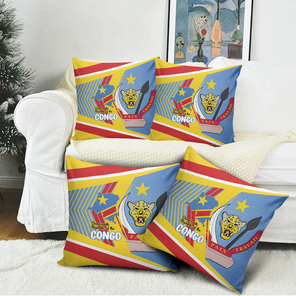 DR Congo Independence Day Pillow Cover Congo-Kinshasa Coat Of Arms Style