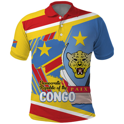 DR Congo Independence Day Personalized Polo Shirt Congo-Kinshasa Coat Of Arms Style