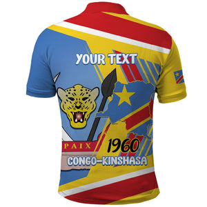 DR Congo Independence Day Personalized Polo Shirt Congo-Kinshasa Coat Of Arms Style