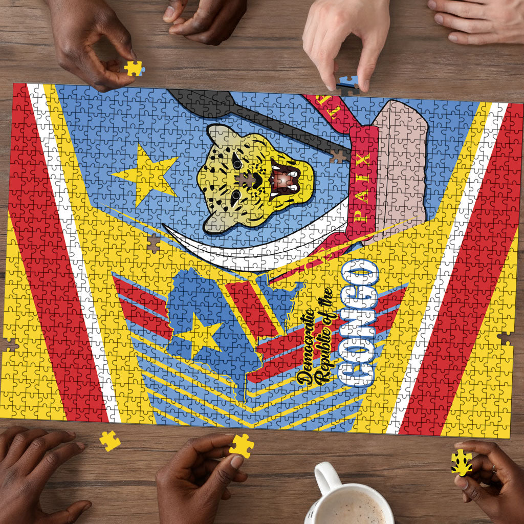 DR Congo Independence Day Puzzle Congo-Kinshasa Coat Of Arms Style