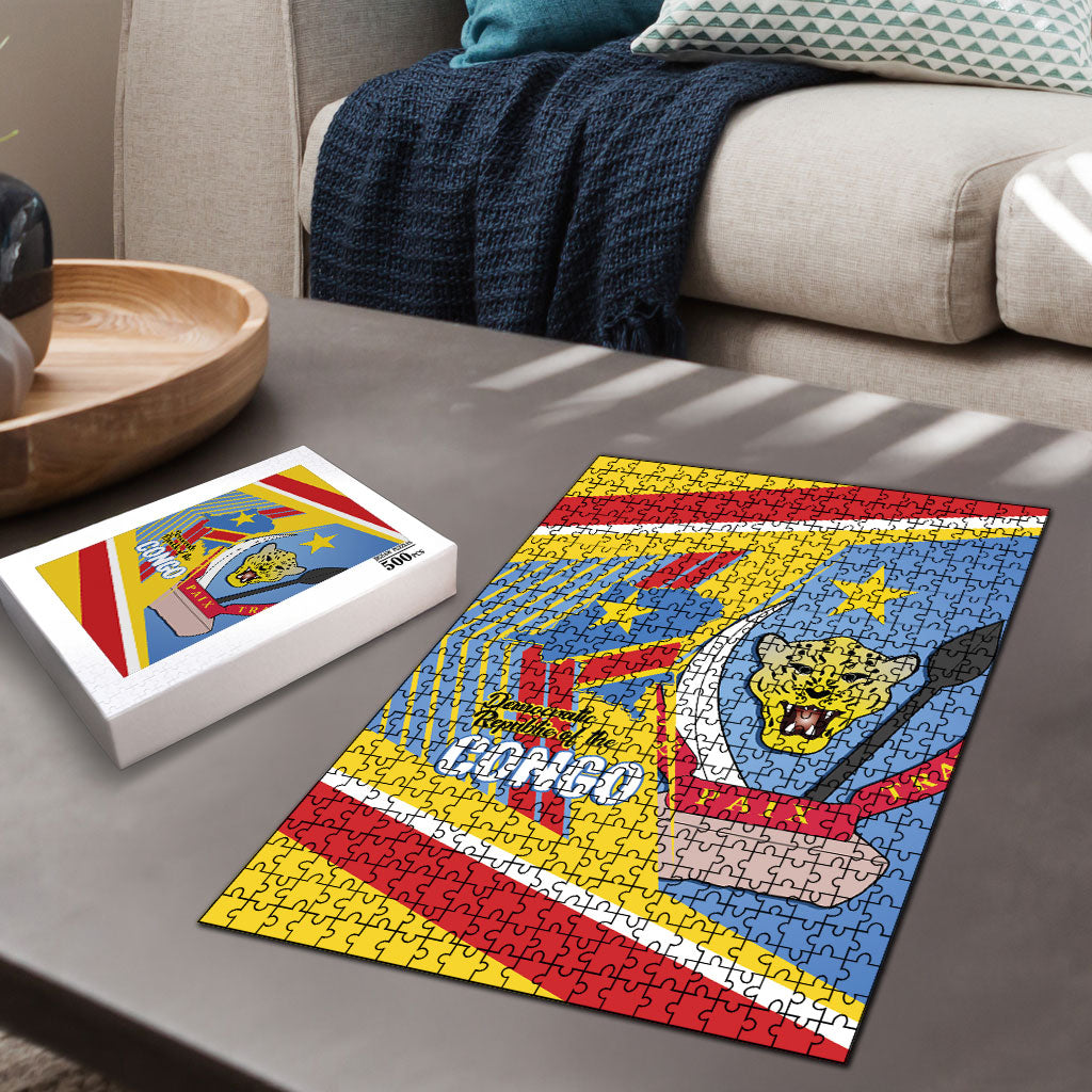 DR Congo Independence Day Puzzle Congo-Kinshasa Coat Of Arms Style