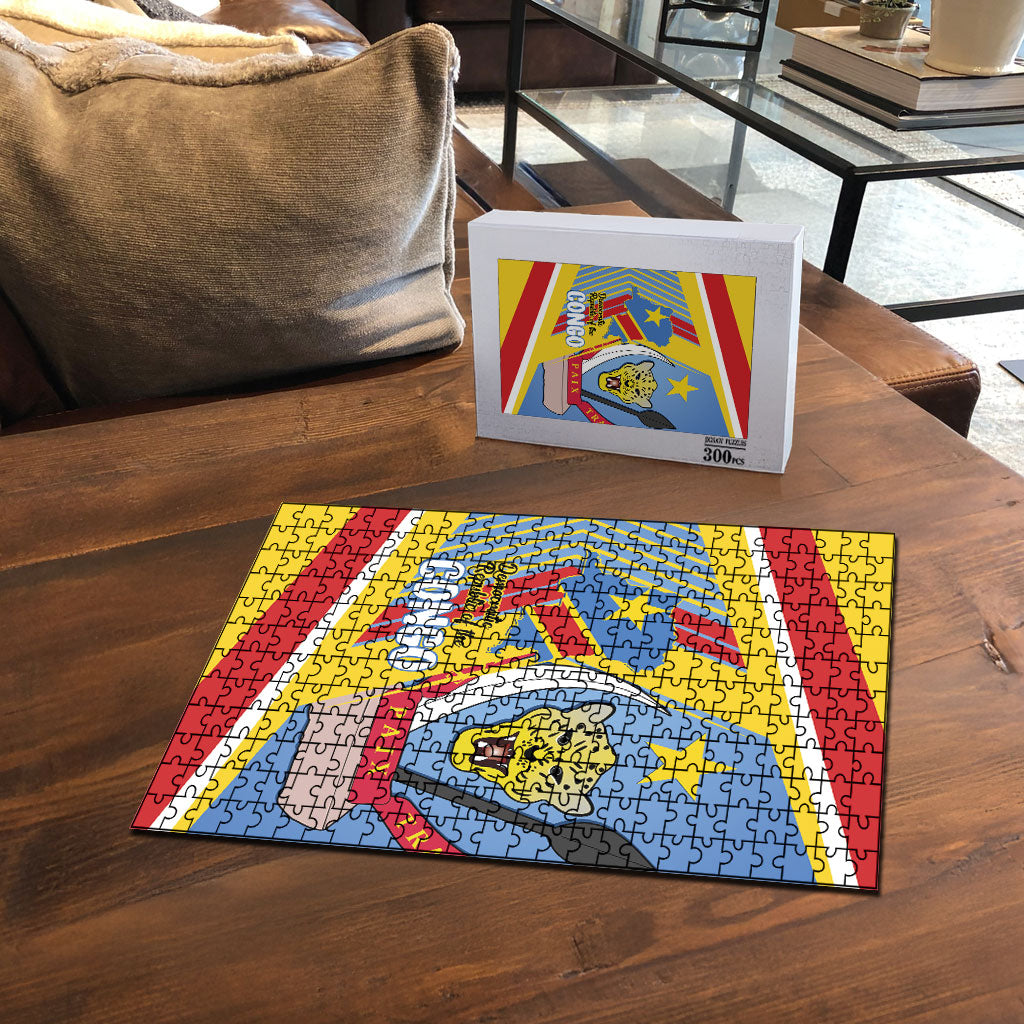 DR Congo Independence Day Puzzle Congo-Kinshasa Coat Of Arms Style