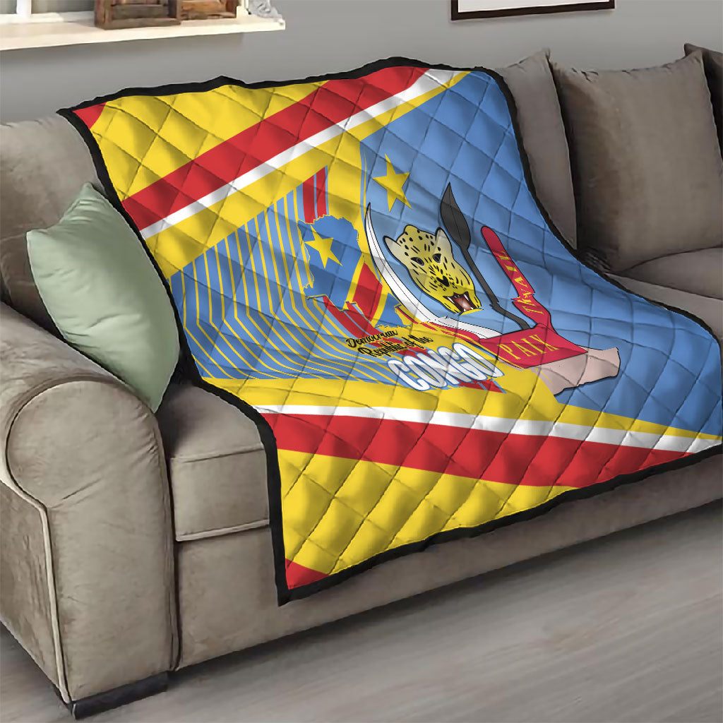 DR Congo Independence Day Quilt Congo-Kinshasa Coat Of Arms Style