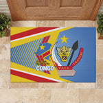 DR Congo Independence Day Rubber Doormat Congo-Kinshasa Coat Of Arms Style