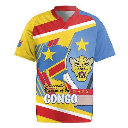 DR Congo Independence Day Personalized Rugby Jersey Congo-Kinshasa Coat Of Arms Style