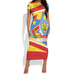 DR Congo Independence Day Personalized Short Sleeve Bodycon Dress Congo-Kinshasa Coat Of Arms Style