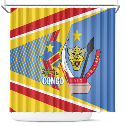 DR Congo Independence Day Shower Curtain Congo-Kinshasa Coat Of Arms Style