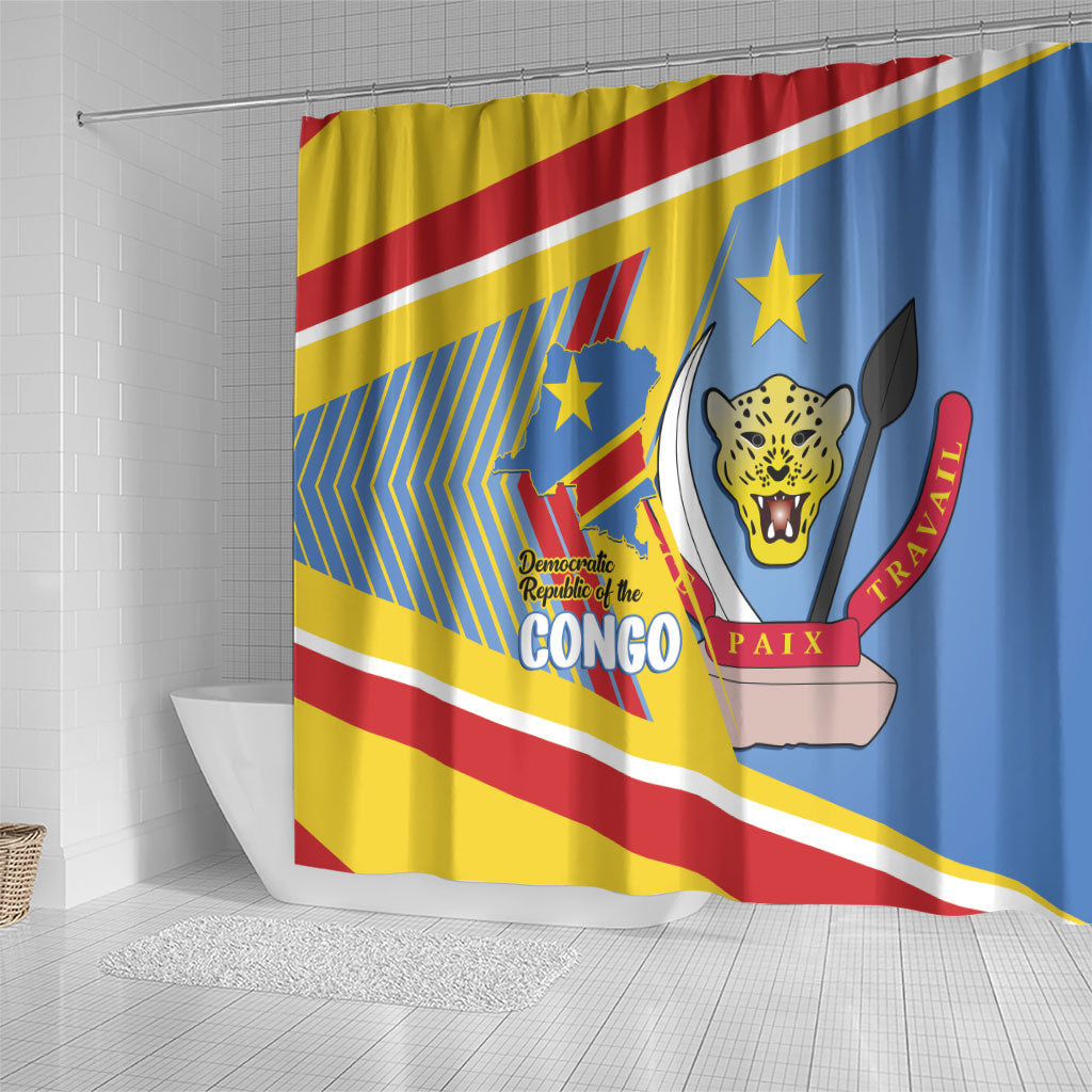 DR Congo Independence Day Shower Curtain Congo-Kinshasa Coat Of Arms Style