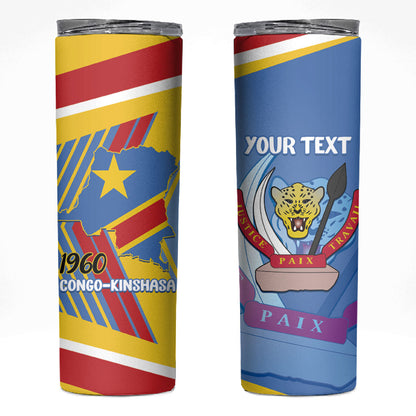 DR Congo Independence Day Personalized Skinny Tumbler Congo-Kinshasa Coat Of Arms Style