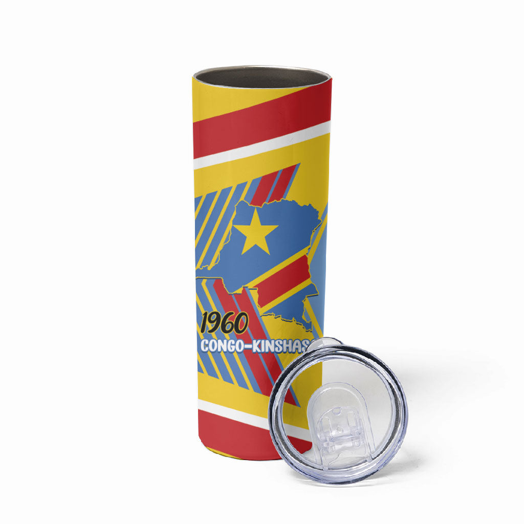 DR Congo Independence Day Personalized Skinny Tumbler Congo-Kinshasa Coat Of Arms Style