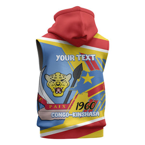 DR Congo Independence Day Personalized Sleeveless Hoodie Congo-Kinshasa Coat Of Arms Style