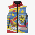 DR Congo Independence Day Personalized Sleeveless Puffer Jacket Congo-Kinshasa Coat Of Arms Style