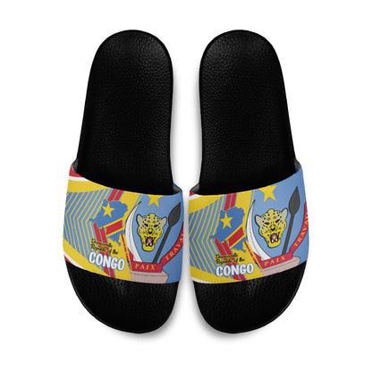 DR Congo Independence Day Slide Sandals Congo-Kinshasa Coat Of Arms Style