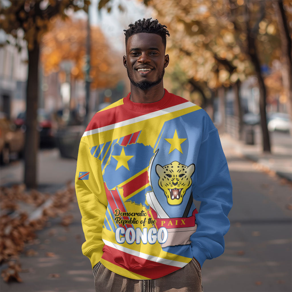 DR Congo Independence Day Personalized Sweatshirt Congo-Kinshasa Coat Of Arms Style