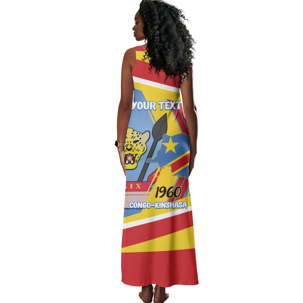 DR Congo Independence Day Personalized Tank Maxi Dress Congo-Kinshasa Coat Of Arms Style