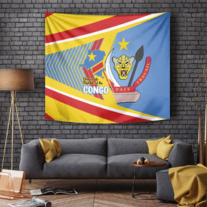 DR Congo Independence Day Tapestry Congo-Kinshasa Coat Of Arms Style