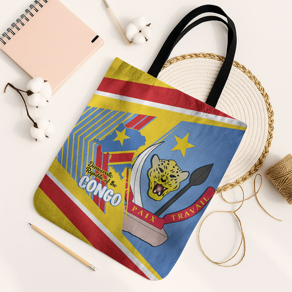 DR Congo Independence Day Tote Bag Congo-Kinshasa Coat Of Arms Style