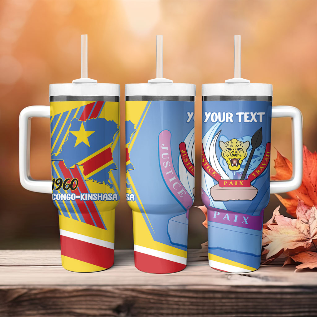 DR Congo Independence Day Personalized Tumbler With Handle Congo-Kinshasa Coat Of Arms Style