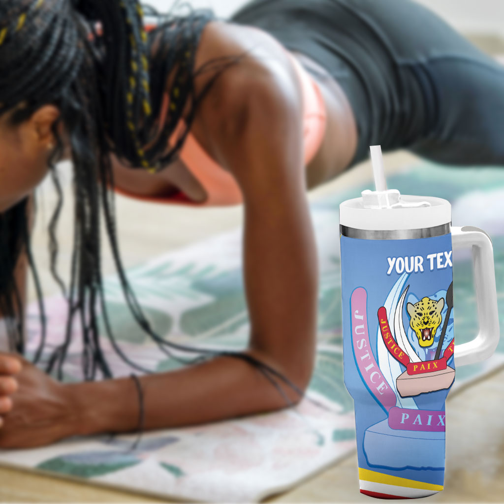 DR Congo Independence Day Personalized Tumbler With Handle Congo-Kinshasa Coat Of Arms Style