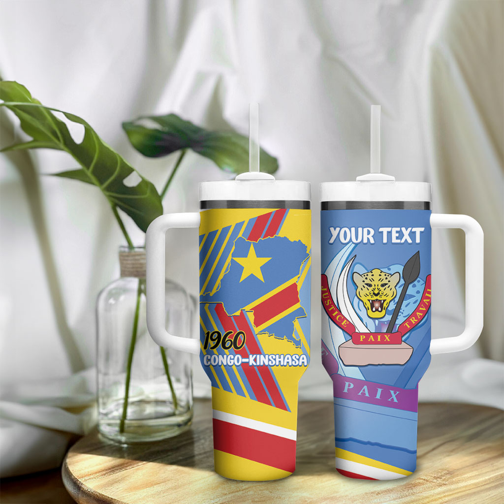 DR Congo Independence Day Personalized Tumbler With Handle Congo-Kinshasa Coat Of Arms Style